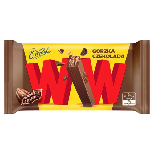 Wafelki przekładane nadzieniem orzechowym arachidowym w gorzkiej czekoladzie WW 47 g