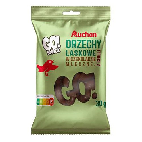 Orzechy laskowe w czekoladzie z chili   Auchan 30 g