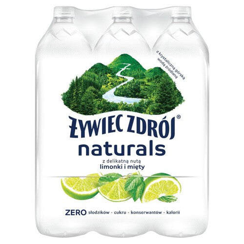Woda źródlana z nutą limonki i mięty niegazowana Żywiec Zdrój 6 x 1,2 l
